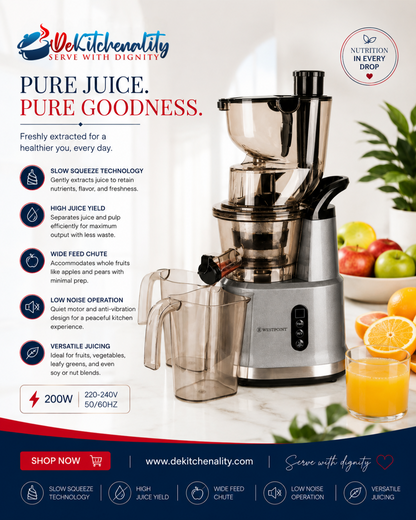 Westpoint WF-5165 Slow Squeeze Technology Low Noise Cold Press Juicer Pakistan