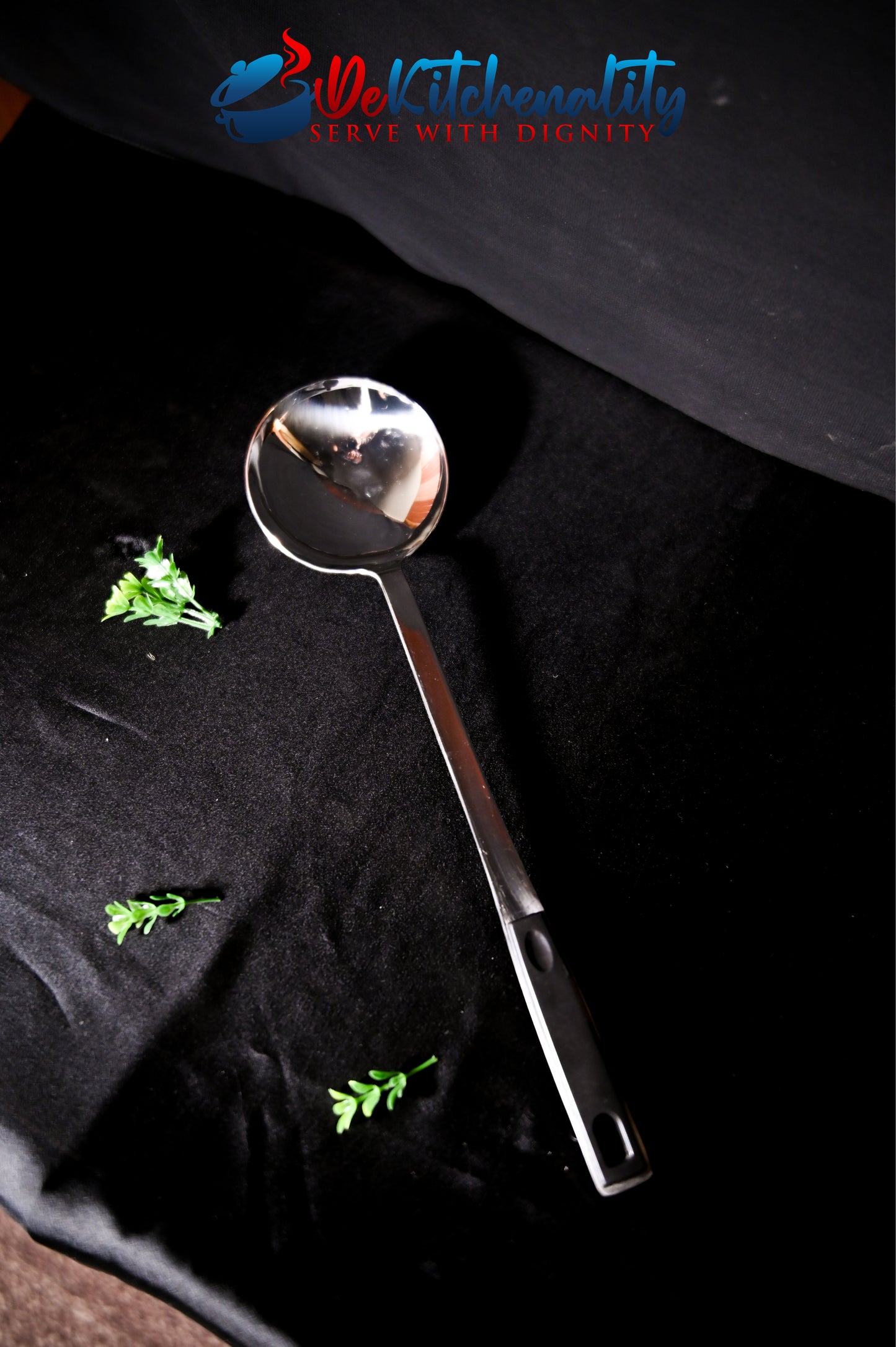 4-Piece Stainless Steel Cooking Spoon Set – Black Handle Durable Kitchen Set