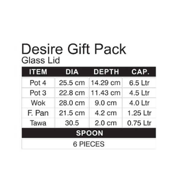 Non-Stick Desire 14Pcs Gift Pack- Glass Lid