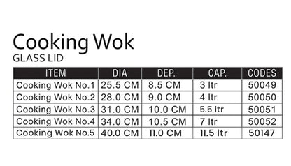 Non-Stick Cooking Wok- Glass Lid