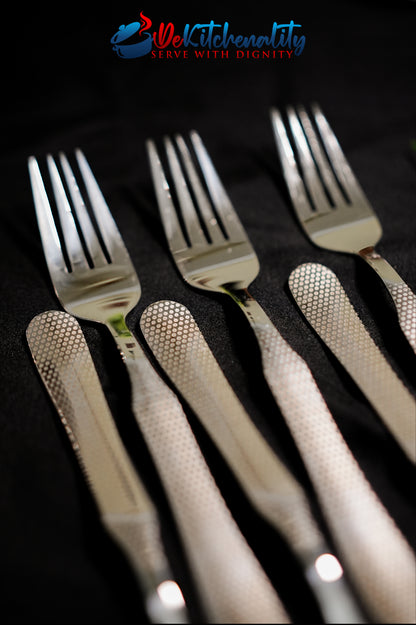 31-Piece Stainless Steel Cutlery Set with Stand – Laser Printed Serves 6