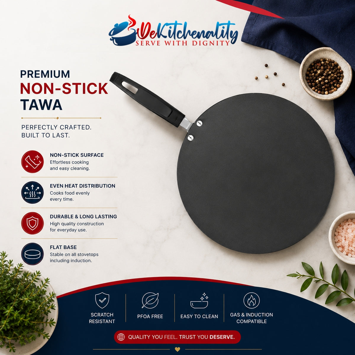 Sonex Elegant Non-Stick Tawa – Premium Non-Stick 25cm to 35cm