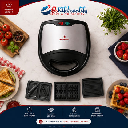 Westpoint WF-6193 3-in-1 Sandwich Toaster Grill Waffle Plates Pakistan COD