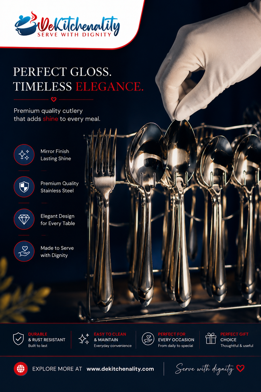 29-Piece Stainless Steel Cutlery Set with Stand – Mirror Polish Heavy Quality