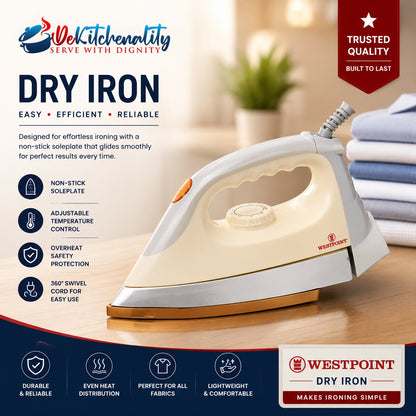 Westpoint Dry Iron WF-86B – Non-Stick Gold Coating Overheat Protection
