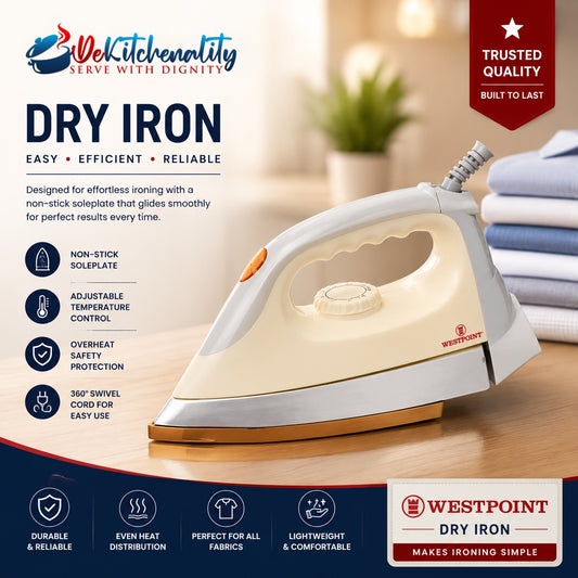 Westpoint Dry Iron WF-86B – Non-Stick Gold Coating Overheat Protection