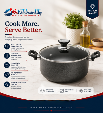 Sonex Classic Non-Stick Casserole – Durable Glass Lid 20cm to 28cm