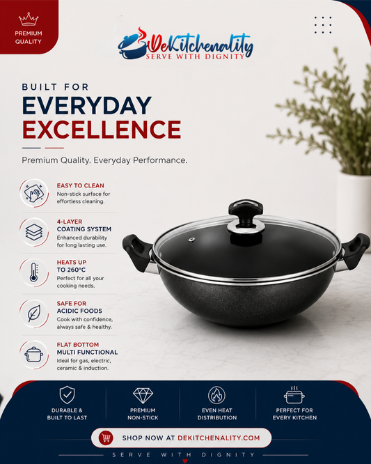 Sonex Non-Stick Cooking Wok – Glass Lid 27cm to 40cm Durable Non-Stick